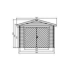 Tuinhuis-Blokhut garage traditioneel sectionaal poort (S8330): 3580 x 5080 - 28mm