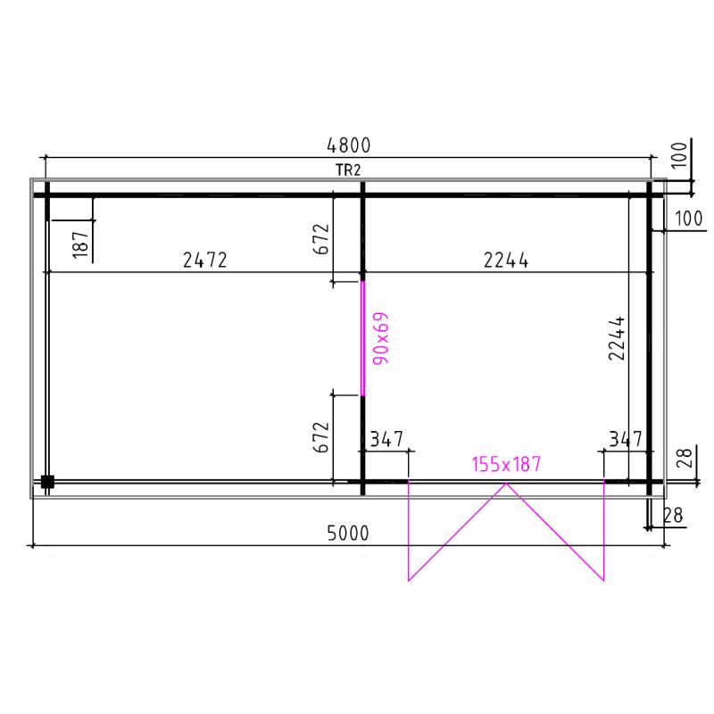 Tuinhuis-Blokhut 2525 Z: 500 x 250 x 257cm