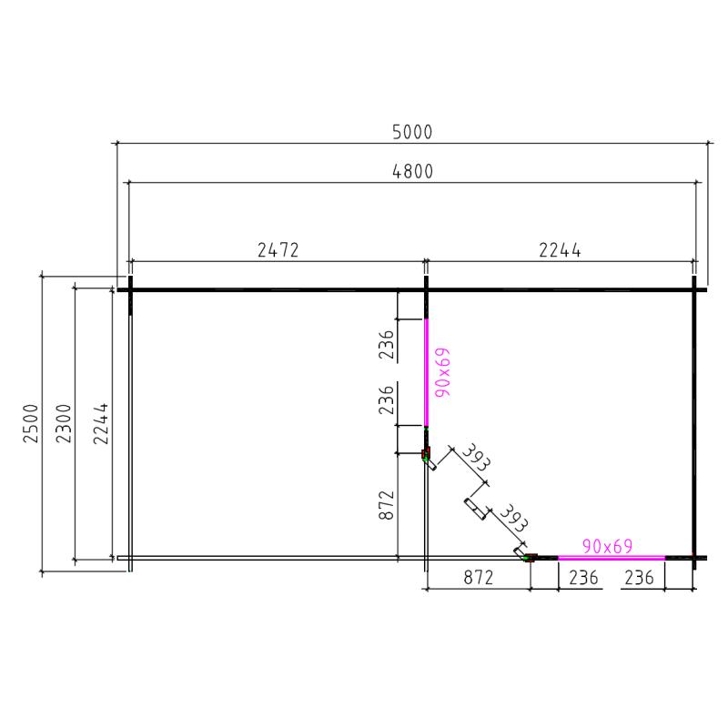 Tuinhuis-Blokhut 2555 Z Plus: 500 x 250 x 257 cm