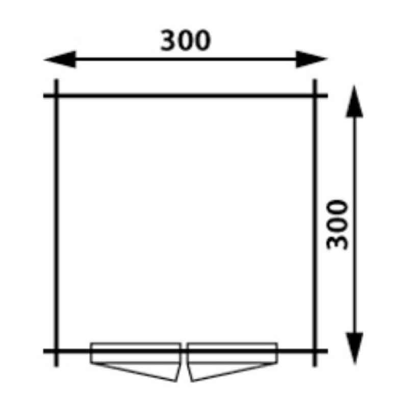 Tuinhuis-Blokhut 330 M: 300 x 300 x 230 (h) cm