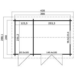 Tuinhuis-Blokhut Wrexham 1: 380x240 cm