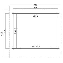 Tuinhuis-Blokhut Sussex 1 + Biffold deur: 390 x 300 cm