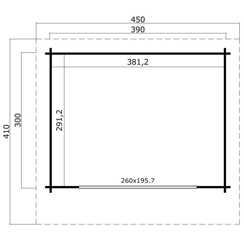 Tuinhuis-Blokhut Sussex 1 + Biffold deur: 390 x 300 cm