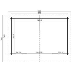 Tuinhuis-Blokhut Sussex 2 + Biffold deur: 570 x 360 cm