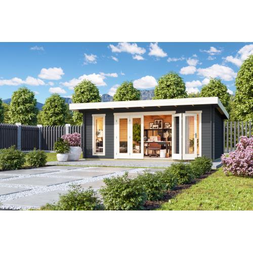 Tuinhuis-Blokhut Sussex 2 + Biffold deur: 570 x 360 cm