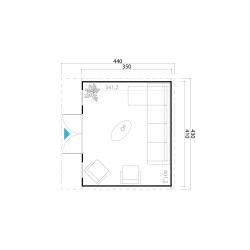 Tuinhuis-Blokhut Sicily 1: 4100 x 3500mm