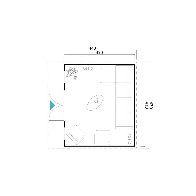 Tuinhuis-Blokhut Sicily 1: 4100 x 3500mm