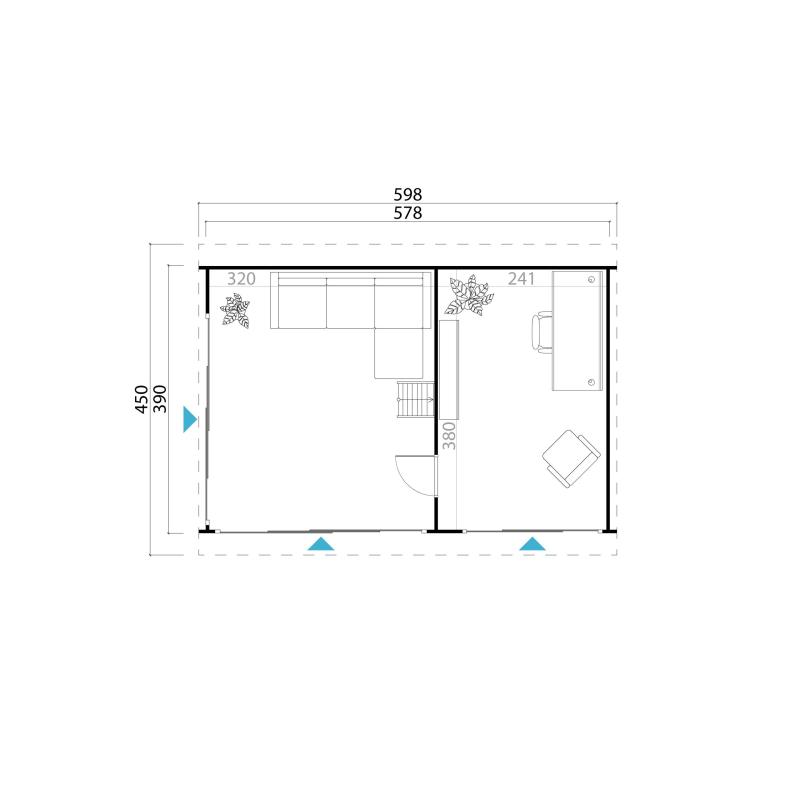 Tuinhuis-Blokhut Murano 3 Set: 578 x 390 cm