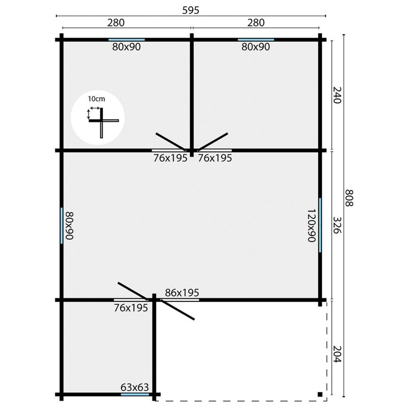 MAATWERK: Blokhut - Tuinhuis Javea | 44 mm | onbehandeld