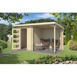 Blokhut met overkapping Jelle 370x175 Onbehandeld vuren