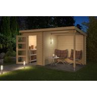 Blokhut met overkapping Jelle 370x175 Onbehandeld vuren