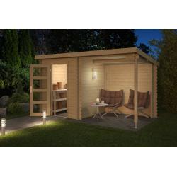 Blokhut met overkapping Jelle 370x175 Onbehandeld vuren