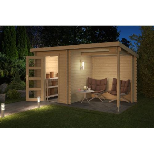 Blokhut met overkapping Jelle 370x175 Onbehandeld vuren