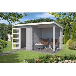 Blokhut met overkapping Jelle 370x175 Onbehandeld vuren