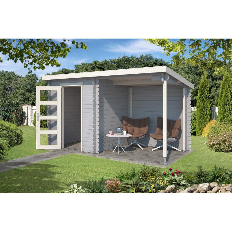 Blokhut met overkapping Jelle 370x175 Onbehandeld vuren