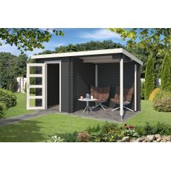 Blokhut met overkapping Jelle 370x175 Onbehandeld vuren