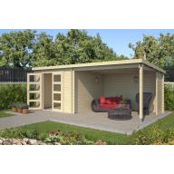 Blokhut met overkapping Manuel 600x275 Onbehandeld vuren