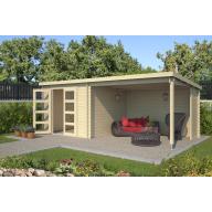 Blokhut met overkapping Manuel 600x275 Onbehandeld vuren