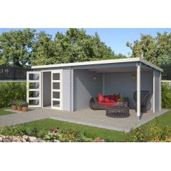 Blokhut met overkapping Manuel 600x275 Onbehandeld vuren