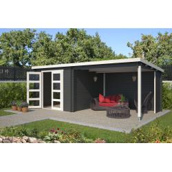 Blokhut met overkapping Manuel 600x275 Onbehandeld vuren