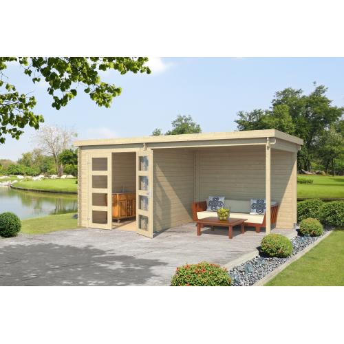 Blokhut met overkapping Helena 472x230 Onbehandeld vuren