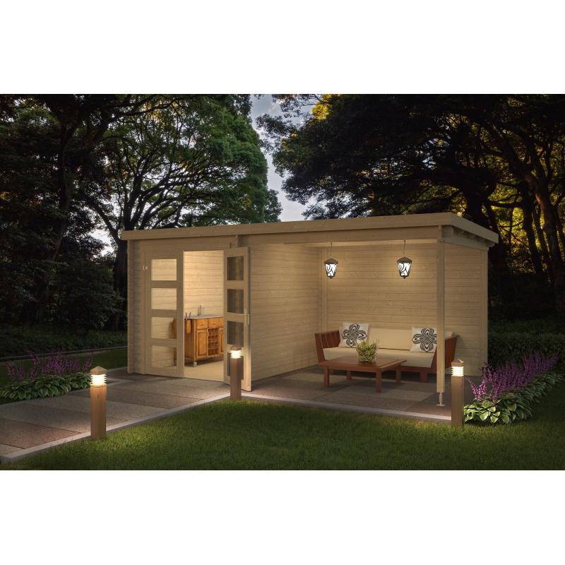 Blokhut met overkapping Helena 472x230 Onbehandeld vuren