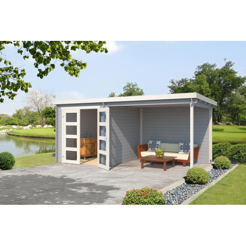 Blokhut met overkapping Helena 472x230 Onbehandeld vuren