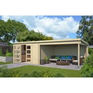 Blokhut met overkapping Olenka 710x330 Onbehandeld vuren