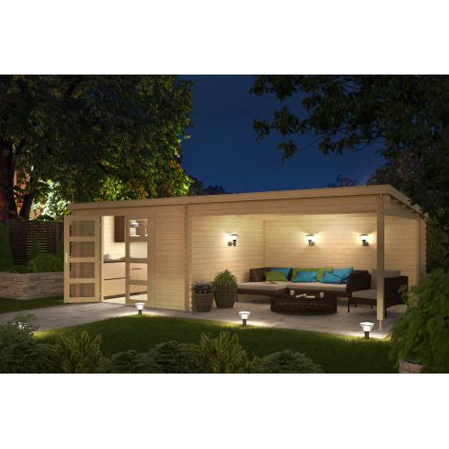 Blokhut met overkapping Olenka 710x330 Onbehandeld vuren