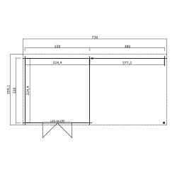 Blokhut met overkapping Olenka 710x330 Onbehandeld vuren