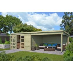 Blokhut met overkapping Olenka 710x330 Onbehandeld vuren