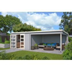 Blokhut met overkapping Olenka 710x330 Onbehandeld vuren