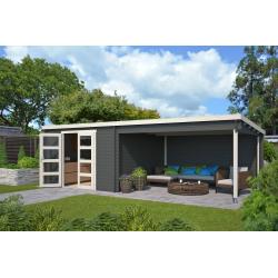 Blokhut met overkapping Olenka 710x330 Onbehandeld vuren