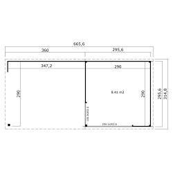 Tuinhuis-Blokhut JULIA: 646 x 296 X 239 cm