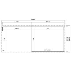 Tuinhuis-Blokhut PERNILLA: 736 x 296 cm