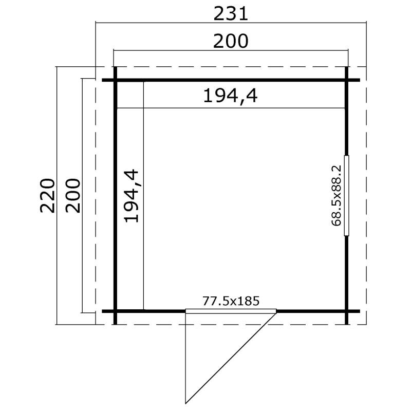 Blokhut Wels 200x200 Geïmpregneerd olijfgroen