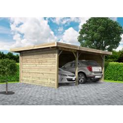 Tuinhuis-Blokhut carport combinatie (S7757): 5064 x 7064mm