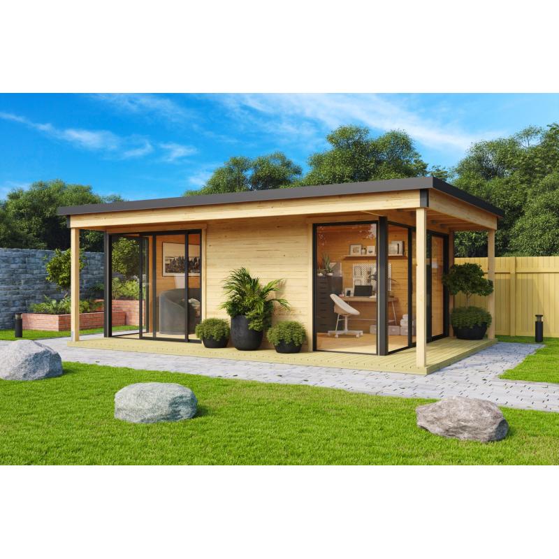 Tuinhuis-Blokhut Domeo 3 Loggia set:  508,8 x 321,9cm