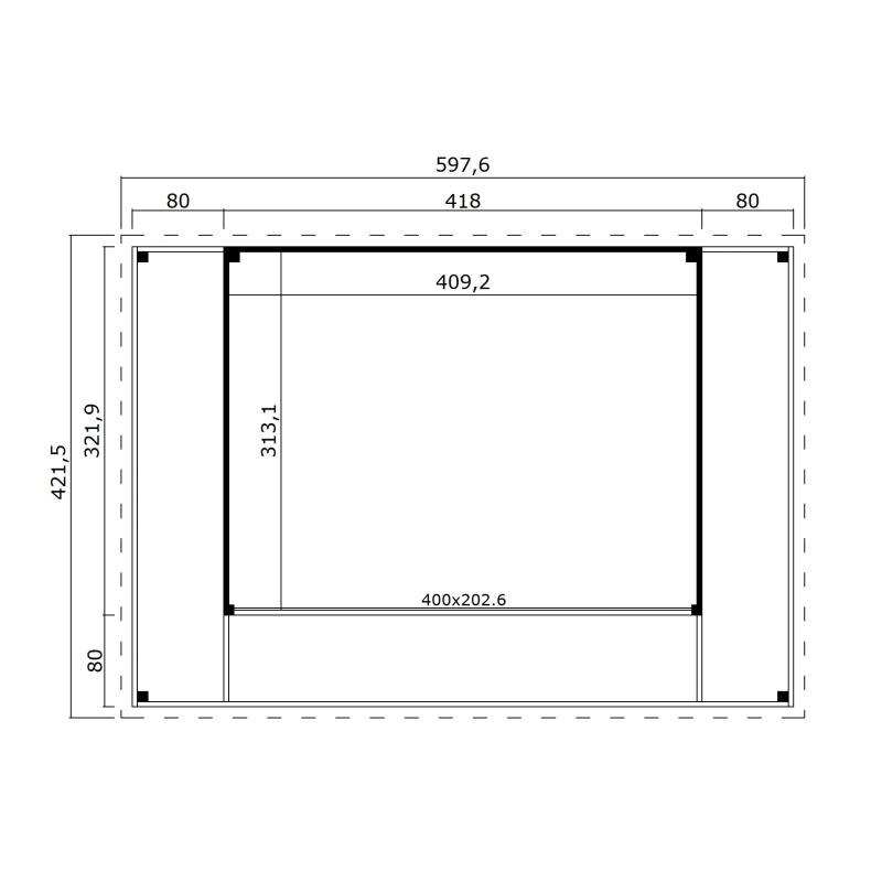 Tuinhuis-Blokhut Domeo 4 Loggia: 418 x 321,9 cm