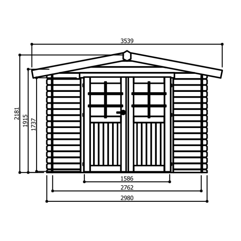 Tuinhuis-Blokhut Amberg : 2980 x 2480mm