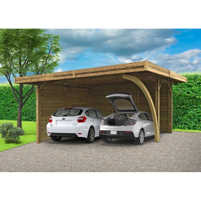 Tuinhuis-Blokhut carport combinatie (S7758): 5064 x 6064mm