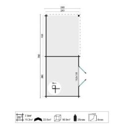 Tuinhuis-Blokhut Charlotta met overkapping: 300+400x300