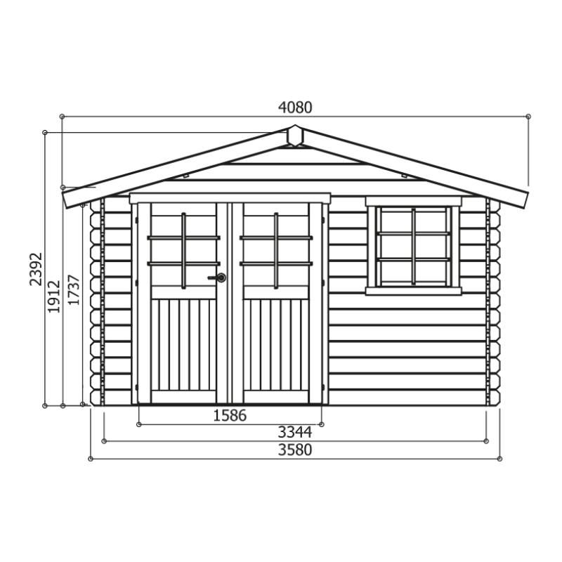 Tuinhuis-Blokhut Chimay : 3580 x 2980-390 mm