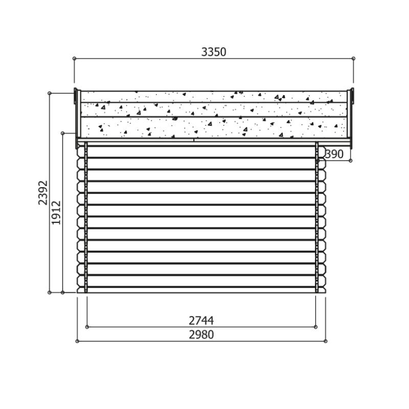 Tuinhuis-Blokhut Chimay : 3580 x 2980-390 mm