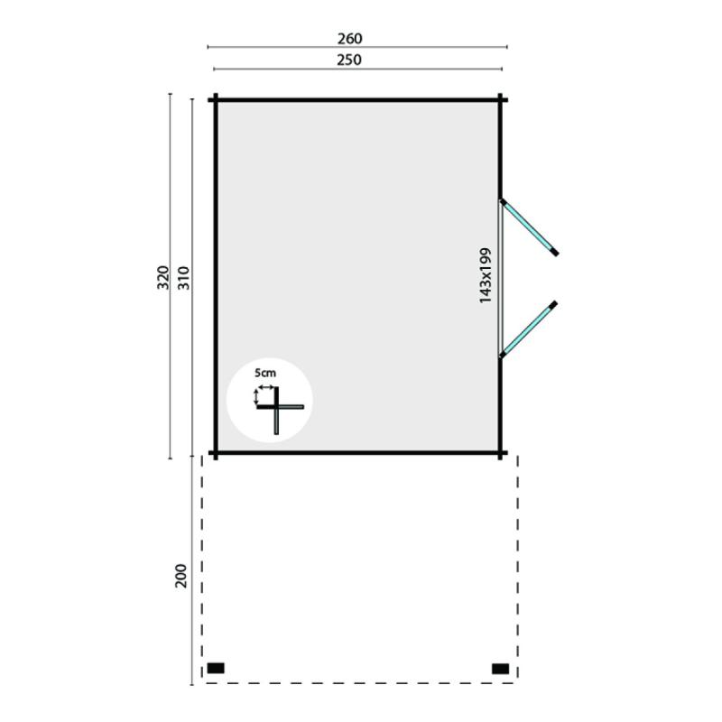 Tuinhuis-Blokhut Extramodern: 320+200x260 cm