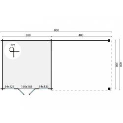 Blokhut - Tuinhuis Kwaspa | 44 mm | vuren onbehandeld