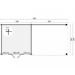 Tuinhuis-Blokhut Kwaspa: 400+400x400 cm