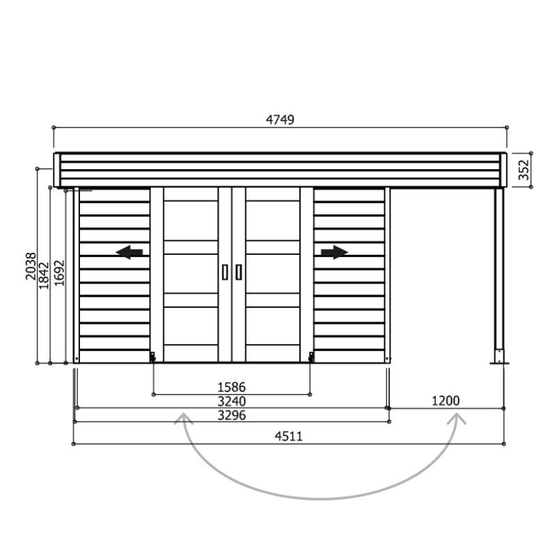 Tuinhuis-Blokhut Larvik : 3296+1200 x 2416mm