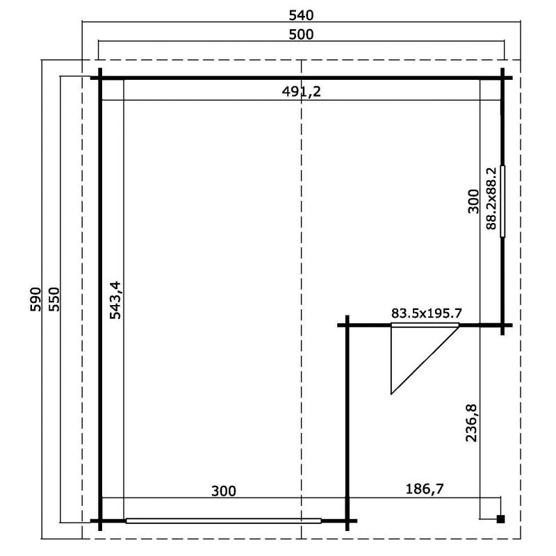 Tuinhuis-Blokhut garage NEVIS: 500X550 cm