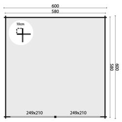 Tuinhuis-Blokhut garage NYSSE: 600 x 600cm